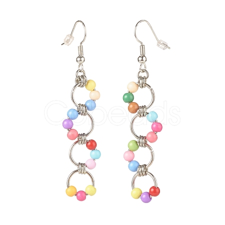 Acrylic Beaded Open Rings Dangle Earrings EJEW-JE04852-1