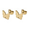 Ion Plating(IP) 304 Stainless Steel Stud Earring Findings, Butterfly, Golden, 9.5x8mm, Hole: 1.2mm, Pin: 0.7x11mm