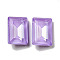 Glass Rhinestone Cabochons, Point Back & Back Plated, Faceted, Rectangle, Purple Velvet, 14x10x6.5mm