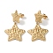 Texture Star 304 Stainless Steel Dangle Earrings, Stud Earring for Women, Real 18K Gold Plated, 37x22.5mm