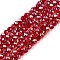 Electroplate Glass Beads Strands, AB Color Plated, Faceted, Rondelle, Red, 2.9~3.3x2mm, Hole: 0.8mm, about 148~150pcs/strand, 15.55~15.75 inch(39.5~40cm)