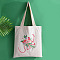 DIY Canvas Bag 3D Embroidery Kits, Including Printed Cotton Fabric, Embroidery Thread & Needles, Flower Pattern, 400x360mm