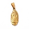 PVD Vacuum Plating 201 Stainless Steel Pendants, Oval with Virgin Mary, Golden, 25x11x3.5mm, Hole: 8x4mm