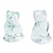 Glass Carved Cat Figurines, for Home Office Desktop Decoration, Azure, 10.5~13x16~18x21.5~23.5mm