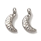 Non-Tarnish 304 Stainless Steel Charms, Textured, Moon Charm, Stainless Steel Color, 11x5x3mm, Hole: 1.6mm