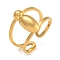 304 Stainless Steel Finger Ring, Real 18K Gold Plated Cuff Ring, Letter I, Inner Diameter: 18mm, Letter: 14~15x6.5~19mm