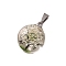 Dried Flower Glass Pendants, Flat Round, Old Lace, 32x20mm, 5pcs/set