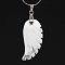 Natural Howlite Pendants, with Platinum Tone Brass Findings, Wing, 35x17mm