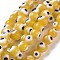 Handmade Evil Eye Lampwork Round Bead Strands, Yellow, 6mm, Hole: 1mm, about 64pcs/Strand, 14.57''(37cm)