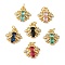 Brass Micro Pave Cubic Zirconia Pendants, Real 18K Gold Plated, Bee, Mixed Color, 15x15x4mm, Hole: 3mm