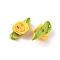 Polyester Rose Ornaments, for DIY Hair Accessories, Clothing Decoration, Costume, Gold, 27.5~29x14~16x7.5mm