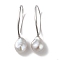 Anti-Tarnish Sterling Silver Dangle Earrings, with Natural Pearl, Jewely for Women, Platinum, 44x11.5~12mm