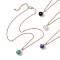 Round Gemstone Pendant Necklaces, 304 Stainless Steel Cable Chain Necklaces, Golden, 16.54 inch(42cm)