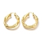 Brass Hoop Earrings, Long-Lasting Plated, Textured, Ring, Real 18K Gold Plated, 45.4x38x7mm, Pin: 1.5mm