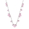 304 Stainless Steel Cubic Zirconia Teardrop & Flat Round Bib Ball Chain Necklaces for Women, Stainless Steel Color, Pink, 17.28 inch(43.9cm)