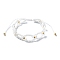 Woven Glass Flower Adjustable Braided Bead Bracelets for Women, White, Inner Diameter: 1-7/8~3-1/4 inch(4.65~8.2cm)