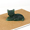 Natural Gemstone Cat Display Decorations, Sequins Resin Figurine Home Decoration, for Home Feng Shui Ornament, 80x50x50mm