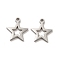 Non-Tarnish 304 Stainless Steel Charms, Hollow Star, Stainless Steel Color, 12x11x1.4mm, Hole: 1.4mm