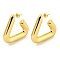 Rack Plating Brass Stud Earrings, Long-Lasting Plated, Lead Free & Cadmium Free, Triangle, Real 18K Gold Plated, 35x7mm