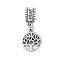 Rack Plating Brass European Dangle Charms, Tree of Life Large Hole Pendants, Lead Free & Cadmium Free, Antique Silver, 25mm, Hole: 4.5mm