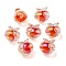 UV Plating Rainbow Iridescent Acrylic Beads, Two Tone Bead in Bead, Peach, Red, 18x17.5x16mm, Hole: 3.5mm