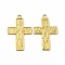 Ion Plating(IP) 304 Stainless Steel Pendants, Cross with Sunflower Charm, Real 18K Gold Plated, 35x23x1.8mm, Hole: 2.5mm