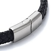 Men's Braided Black PU Leather Cord Bracelets BJEW-K243-68AS-3