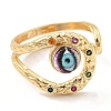 Resin Evil Eye Open Cuff Ring with Cubic Zirconia RJEW-E069-02G-02-2