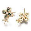 Brass Micro Pave Green Cubic Zirconia Stud Earring Findings KK-T056-27G-NF-1