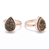 Electroplate Natural Druzy Quartz Crystal Finger Rings RJEW-I055-05RG-RS-1