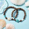 2Pcs 2 Colors Beach Tortoise Synthetic Turquoise Bracelets BJEW-JB10303-2