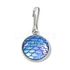 Resin Flat Round with Mermaid Fish Scale Keychin HJEW-JM01279-03-1