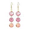 Triple Glass Cube Beads Dangle Earrings EJEW-JE04738-2