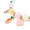 Candy Color Round Beaded Stretch Bracelet with Heart Star Carrot Charm for Women BJEW-JB07636-03-4