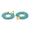 Woven Glass & Brass Beaded Donut Dangle Stud Earrings EJEW-A105-05G-03-2