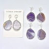 (Jewelry Parties Factory Sale)Natural Stripe Agate Dangle Stud Earrings EJEW-L228-04-S-2