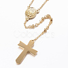 Rosary Bead Necklace with Crucifix Cross NJEW-L450-09G-4