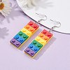 Toy Bricks Style Rainbow Opaque Acrylic Dangle Earring EJEW-JE04543-2