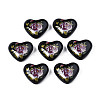 Flower Printed Opaque Acrylic Heart Beads SACR-S305-28-K03-1