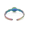 Ion Plating(IP) Rainbow Color 304 Stainless Steel Flat Round Open Cuff Ring for Women RJEW-C025-26M-3