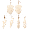 ANATTASOUL 3 Pairs 3 Style Alloy Leaf Long Dangle Earrings for Women EJEW-AN0001-73-1