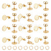 Unicraftale 24Pcs 6 Style Ion Plating(IP) 304 Stainless Steel Flat Round Stud Findings STAS-UN0050-65-1