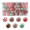 42Pcs 7 Colors Christmas Theme Printed Natural Wooden Beads WOOD-FS0001-04-1