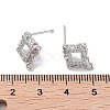 Brass Micro Pave Cubic Zirconia Stud Earring Findings KK-E107-16P-3