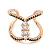 Rack Plating Brass Micro Pave Cubic Zirconia Open Cuff Rings for Women RJEW-F162-07RG-2