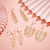 ANATTASOUL 3 Pairs 3 Style Alloy Leaf Long Dangle Earrings for Women EJEW-AN0001-73-7