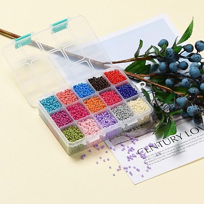 375G 15 Colors Baking Paint Glass Seed Beads SEED-JP0004-03-3mm-1