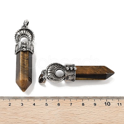 Natural Tiger Eye Pointed Big Pendants G-Q163-02AS-03-1