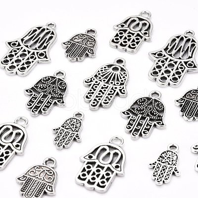 120Pcs 6 Style Tibetan Style Alloy Pendants TIBE-LS0001-01AS-1