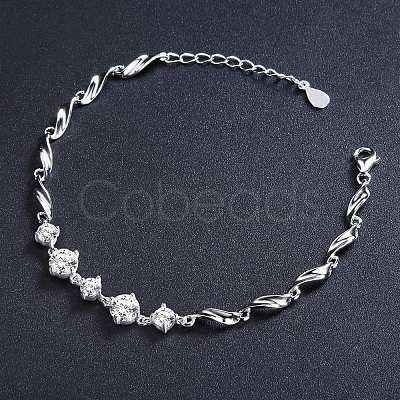 SHEGRACE Lovely Rhodium Plated 925 Sterling Silver Link Bracelet JB290A-1